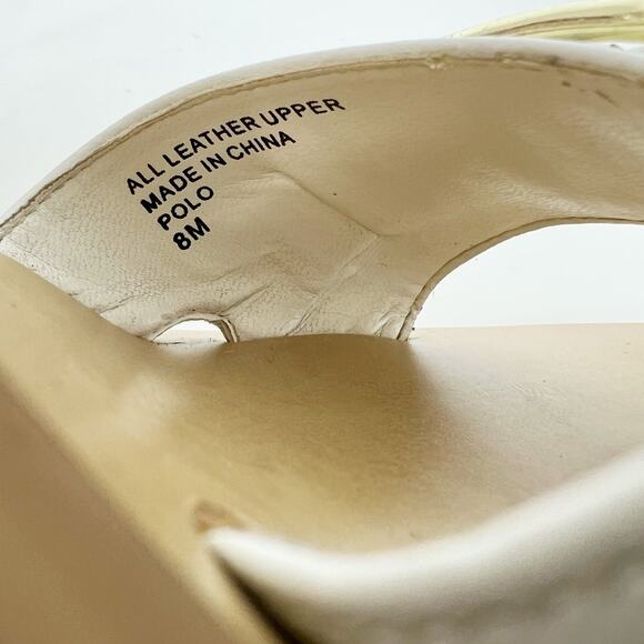 Lord & Taylor White Leather Ankle Strap Wooden Wedge Heel Sandals Size 8 M - Picture 8 of 9